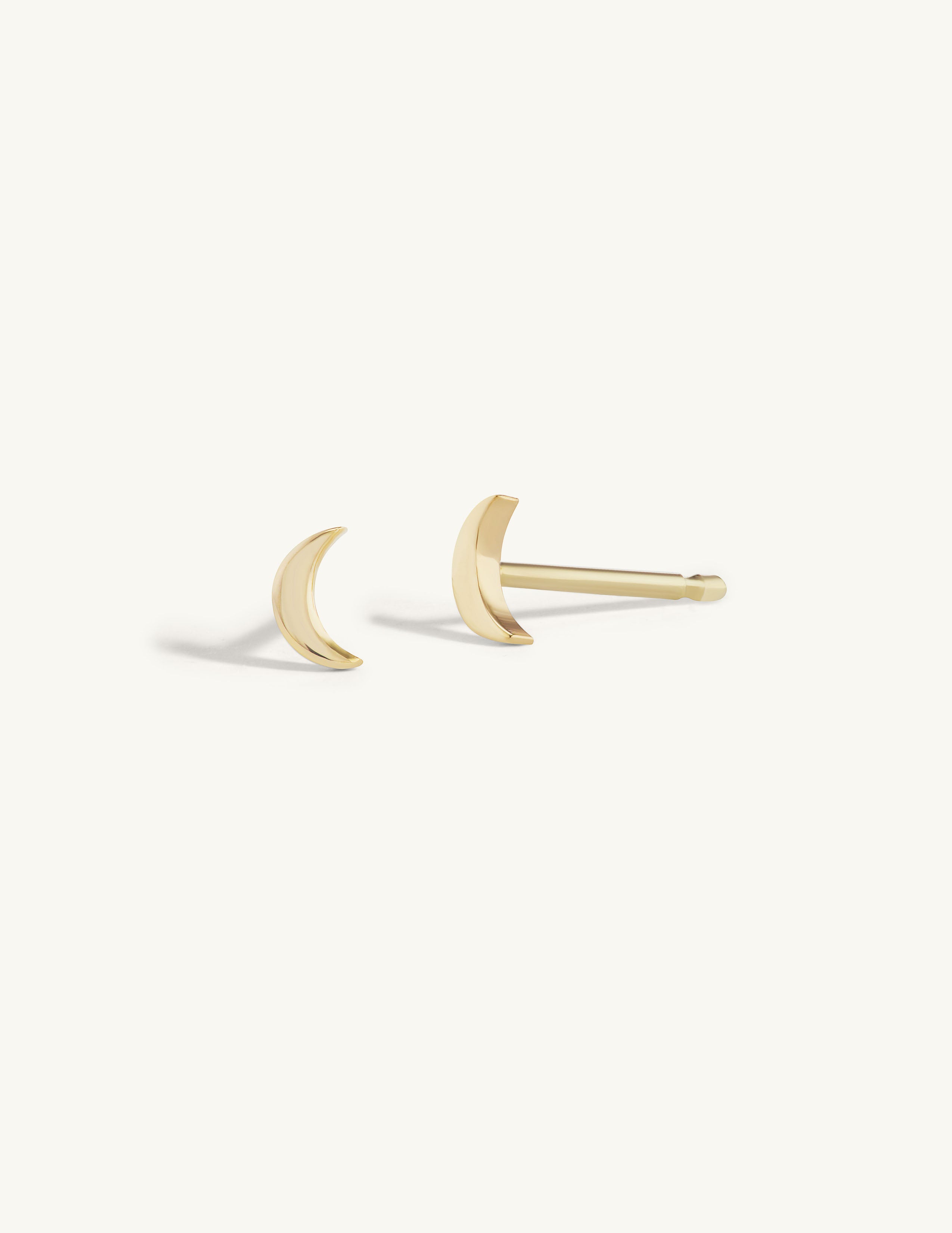 Solid Gold Moon Studs