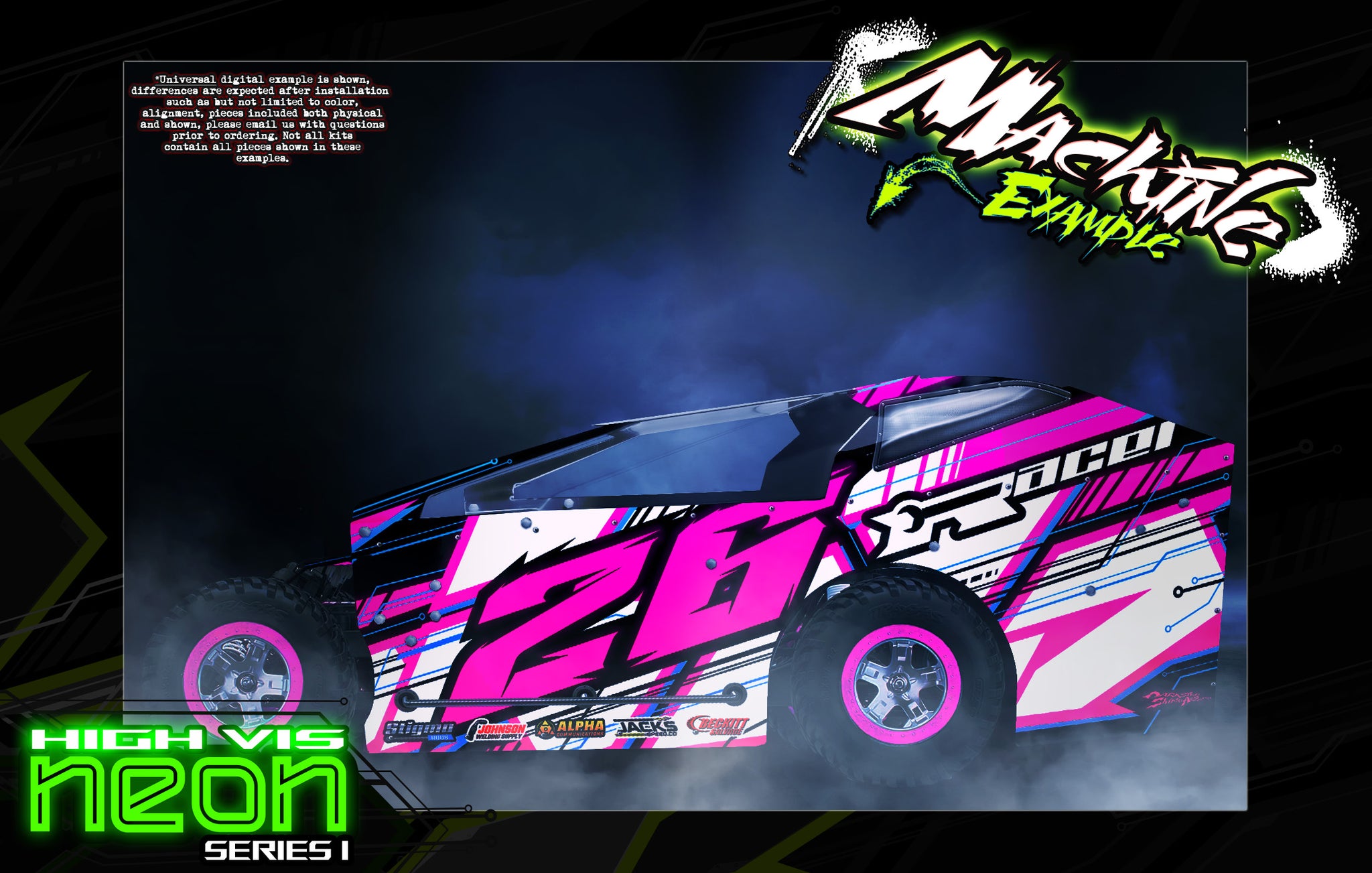 Neon Series I Graphic Wraps and Skin Kits for Mudboss Lexan Bodies - Darkside Studios LLC