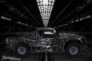 LOSI 5IVE T 4WD TRUCK WRAP GRAPHIC DECAL "MACHINEHEAD" FITS OEM SHELL GREEN - Darkside Studio Arts LLC.