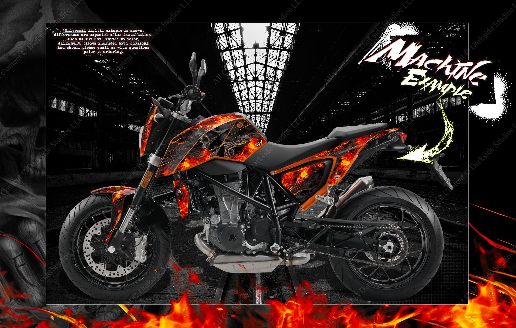 Dinkarville Labor Escarchado Hell Ride' Themed Graphics Kit Fits Ktm 2011-2022 Duke 125 200 390 69 -  Darkside Studio Arts LLC.