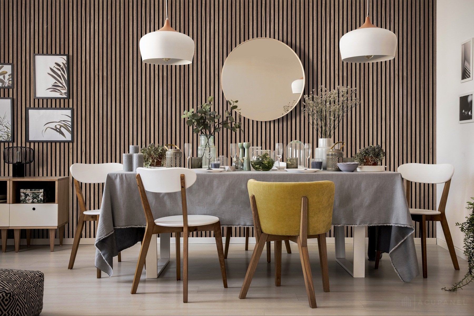 Acupanel Contemporary Walnut Wall Panels - Dining Room