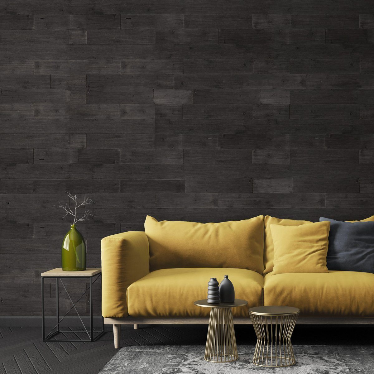 Timberstik Dark Grey Peel and Stick Wood Wall Panels