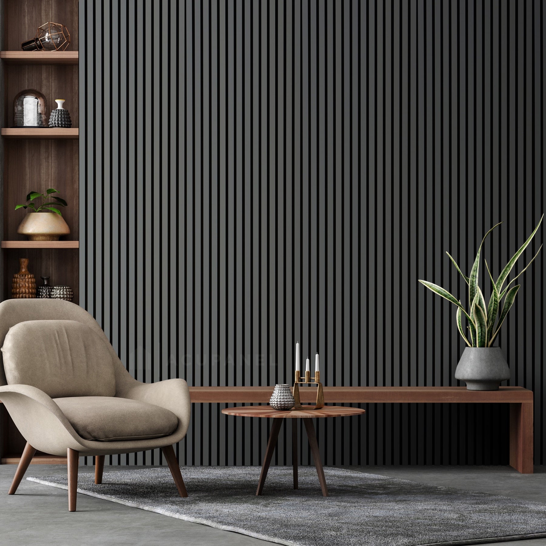 Acupanel® Slate Grey Acoustic Wall Panels - Luxury Slat Wall Panels