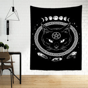Mysterious Cat  Witchcraft Tapestry Wall Hanging - goodsshopi - Bohemian Wall Tapestry Hanging