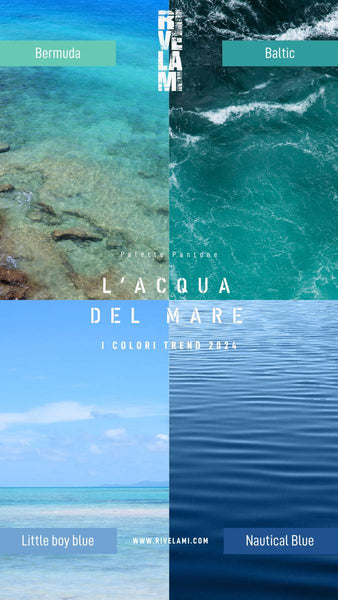 4 images of the sea in the shades of Pantone 2024 colours