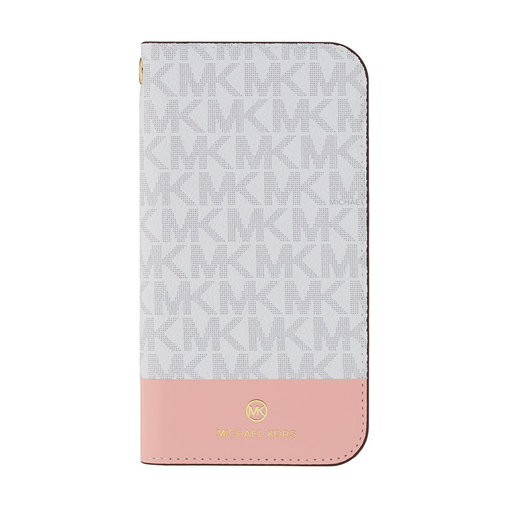 MICHAEL KORS - FOLIO CASE 2 TONE with TASSEL CHARM for iPhone SE - Bright White / Pink