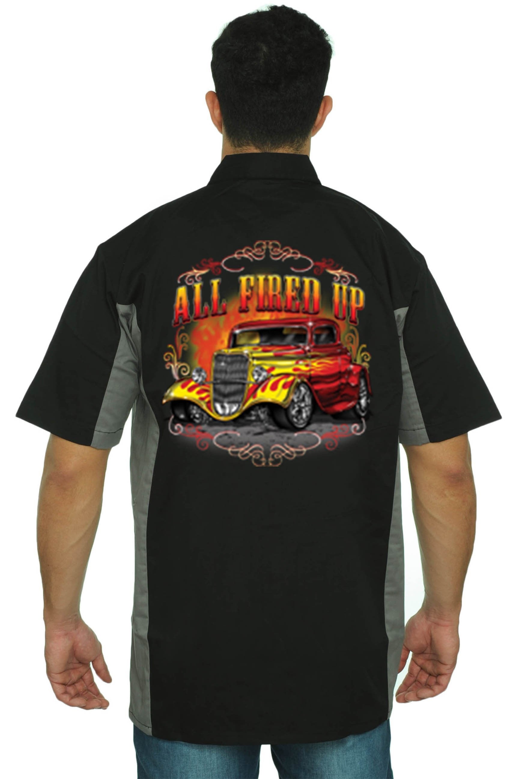 Men's Mechanic Work Shirt All Fired Up Vintage Car | American CNG