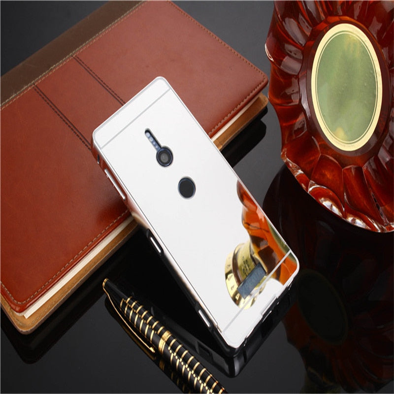 For Sony Xperia Xz2 Premium Case Luxury Mirror Aluminum Back Cover