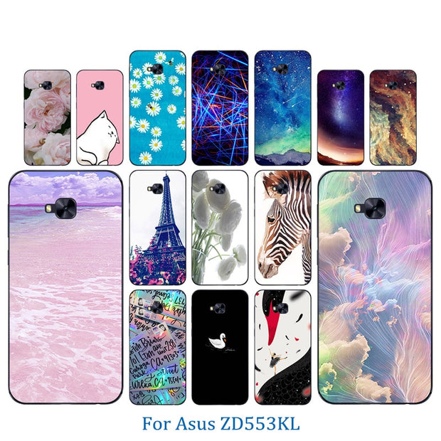 Phone Cover For Asus Zenfone 4 Selfie Zd553kl Case Soft Tpu Pinky Patt Charcoal Cases