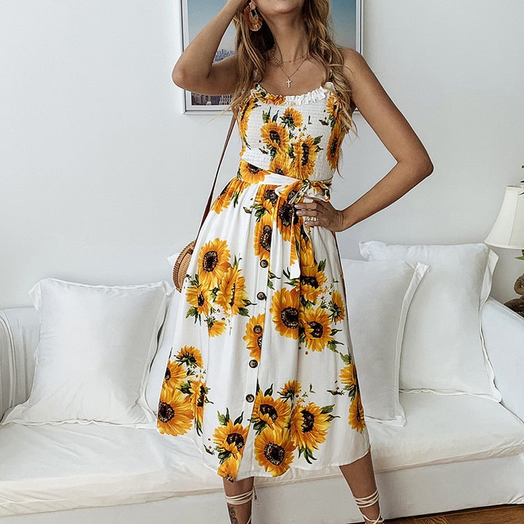 boho sunflower dress