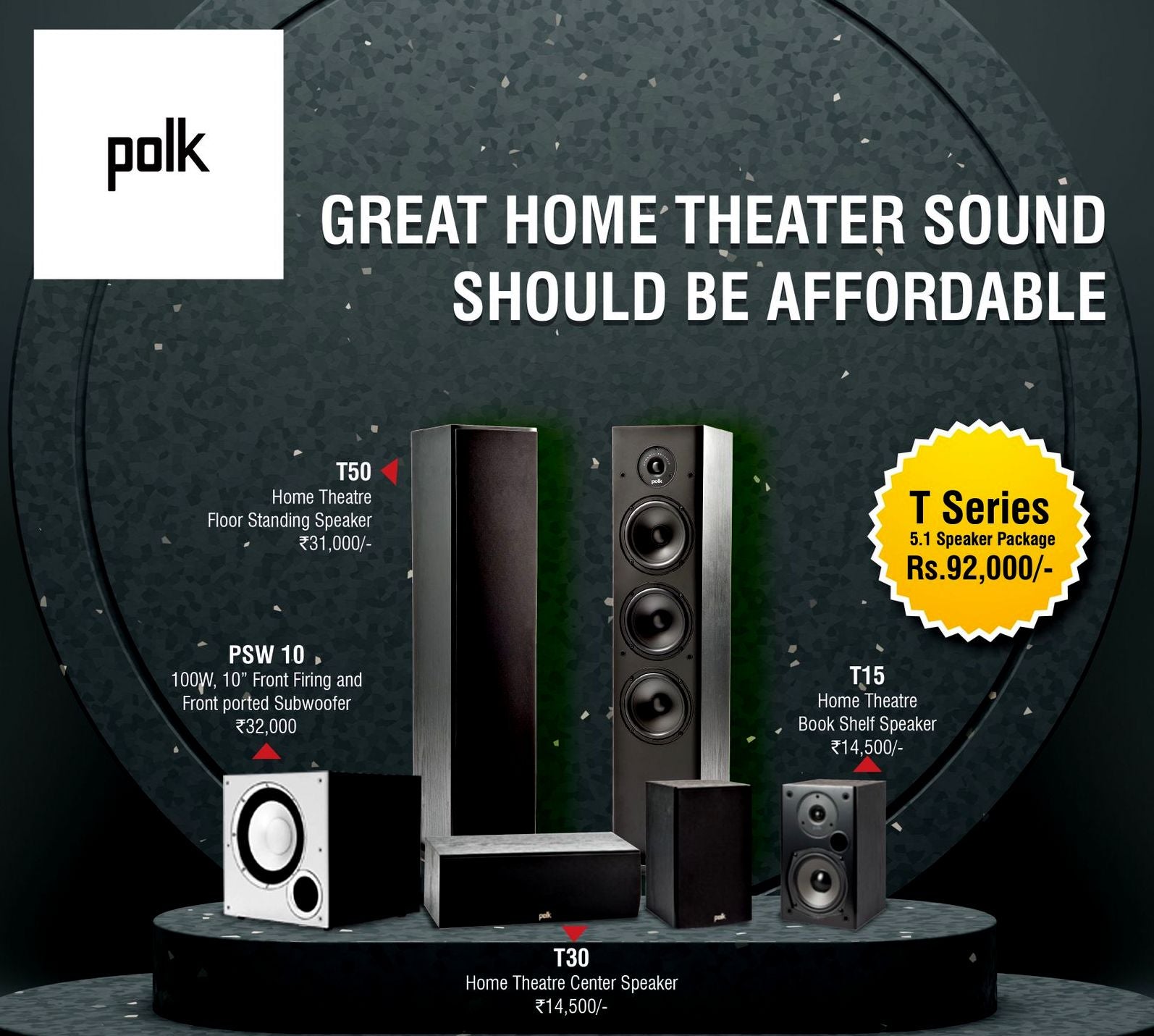 Polk Audio Fusion T50 Tower Set With 10 Inch Powered Subwoofer - Dolby —  Audiomaxx India