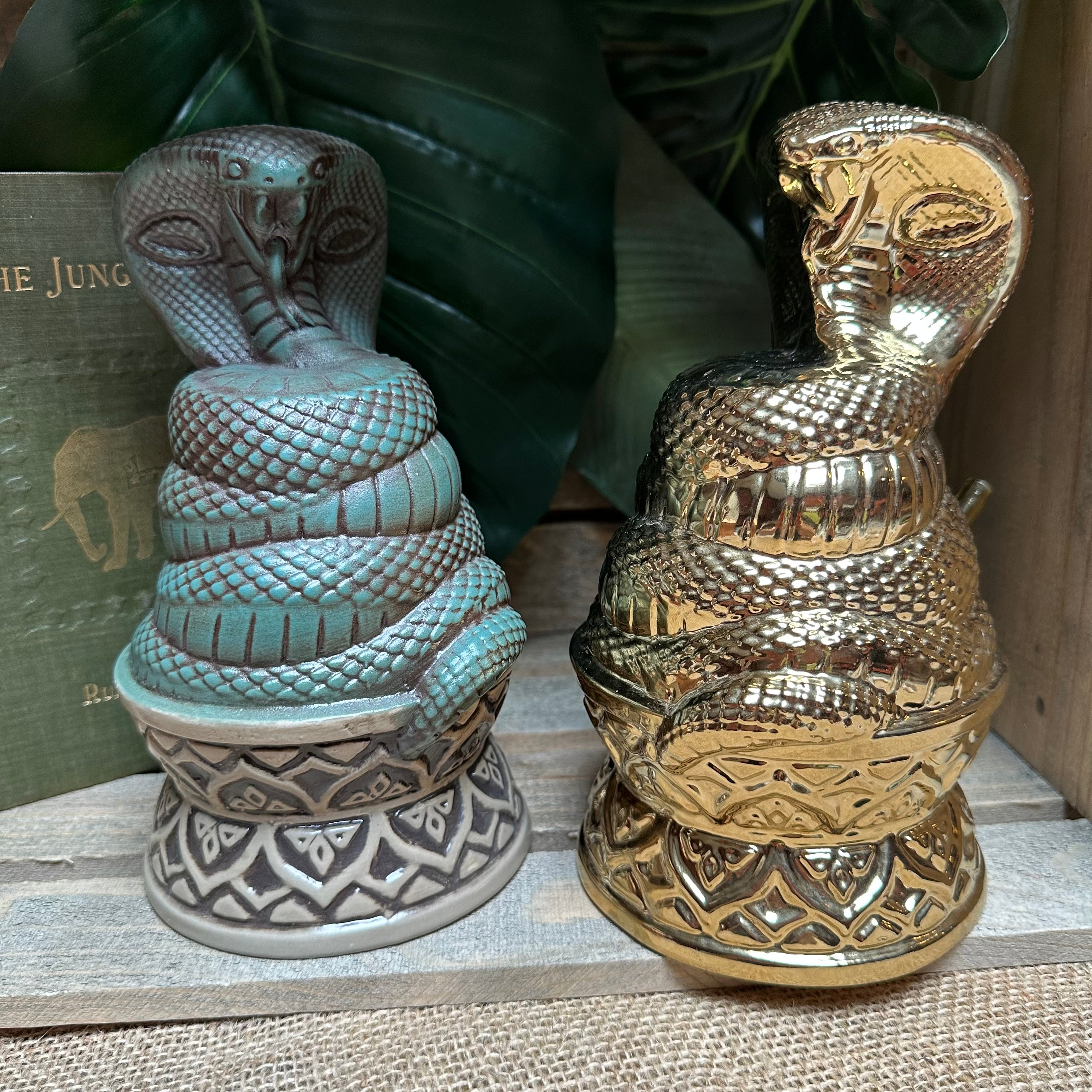 Cobra Idol + Golden Cobra Idol Tiki Mugs, designed and sculpted by Thor - Ready to Ship! (FREE SHIPPING in U.S.)