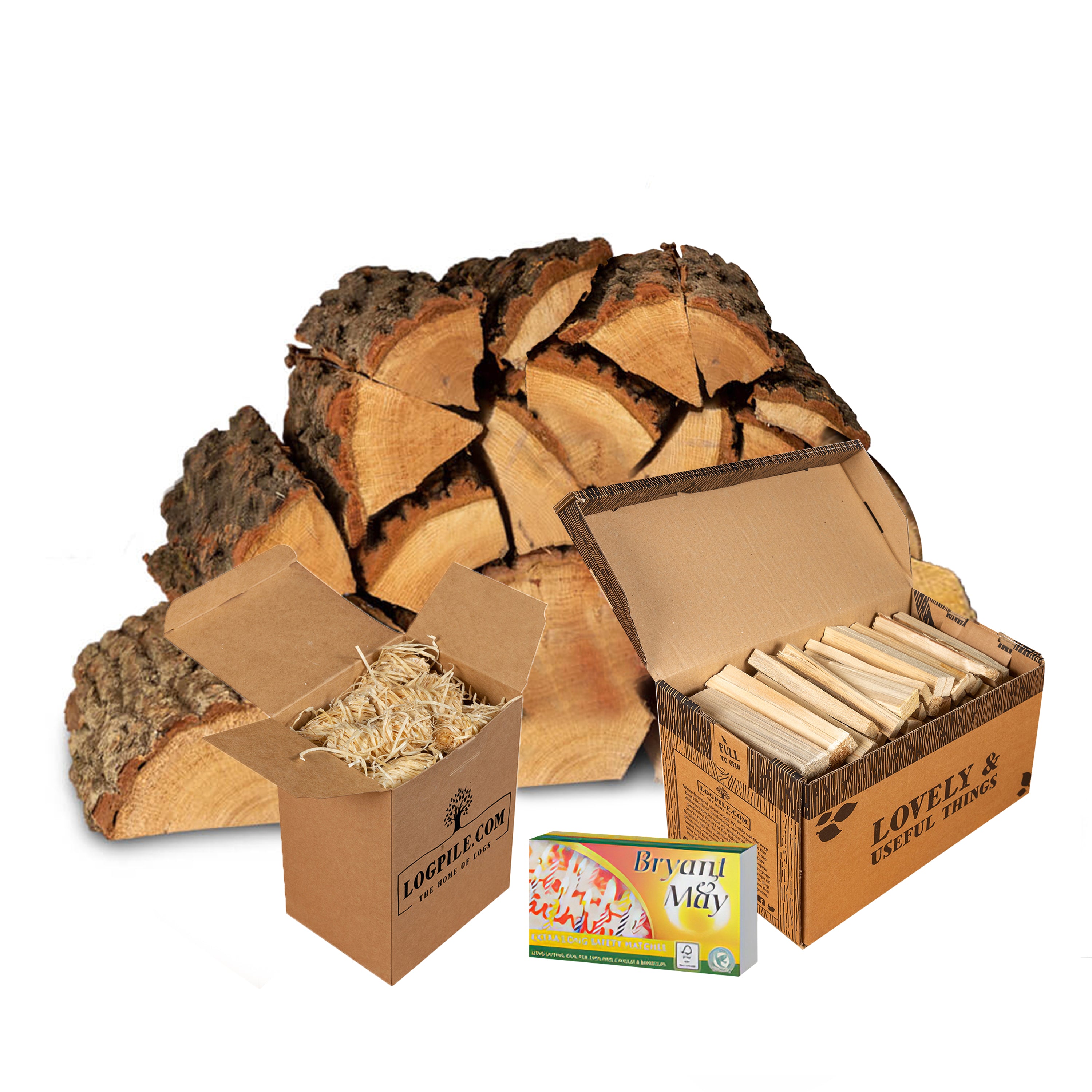 Oak Starter Kit Kiln Dried Oak Logs Kindling Natural Firelighters