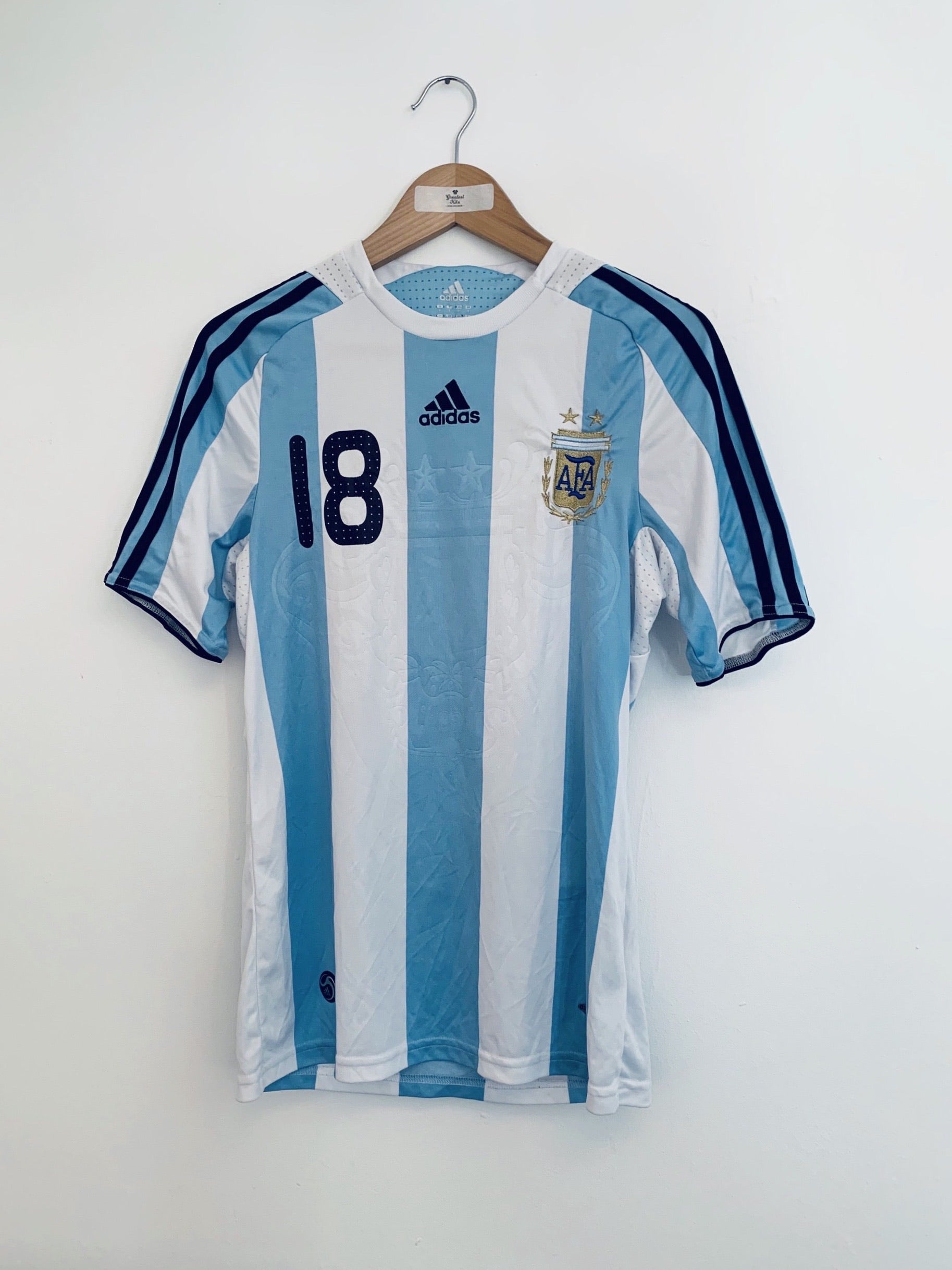 2007/09 Argentina Home Shirt Messi #18 (S) 9/10