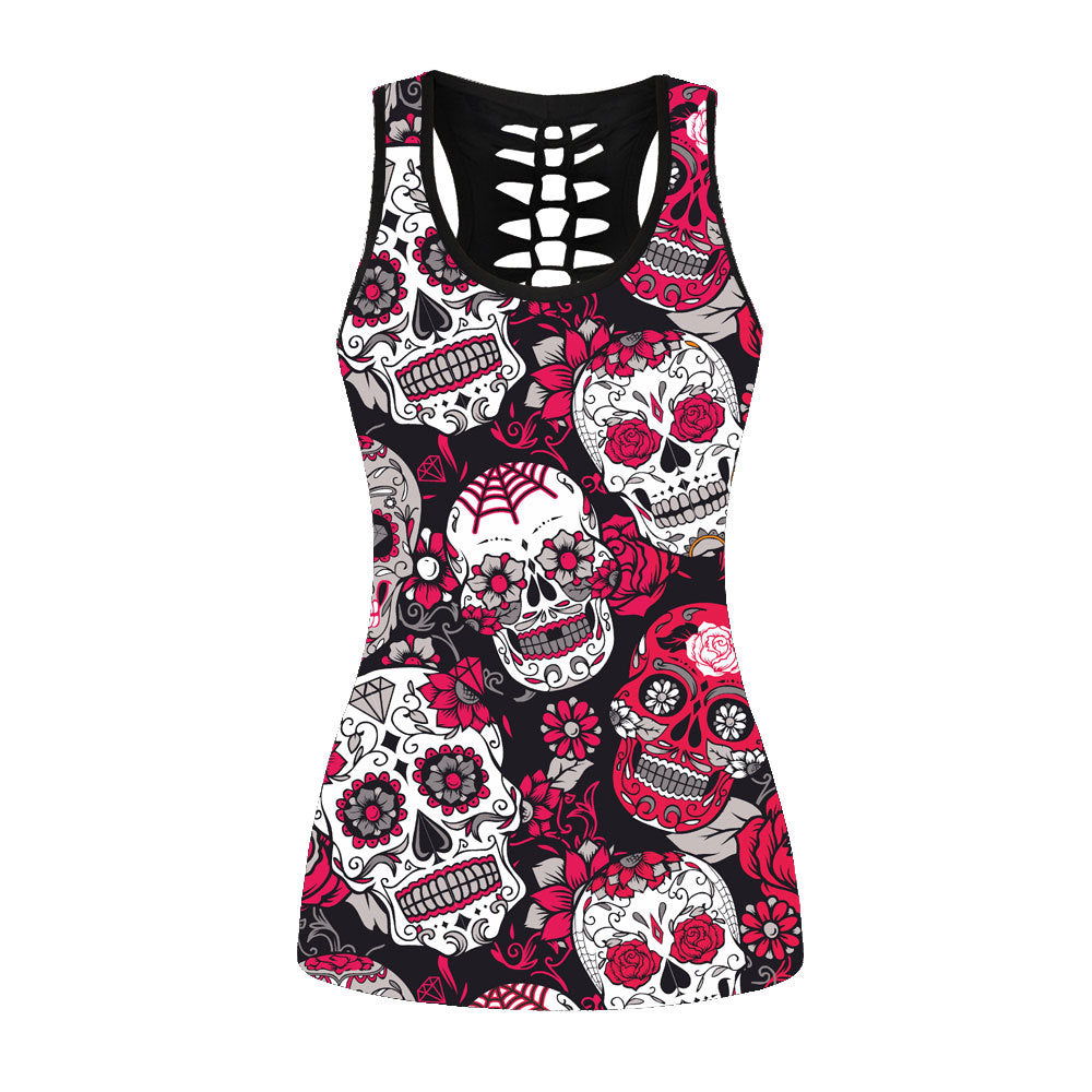 Summer Cool Rose Skull Print Women Tank 