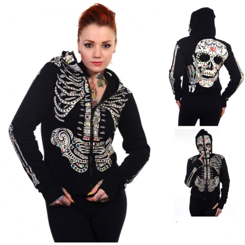 sugar skull hoodie women's