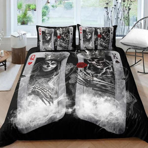 Couple Sugar Skull Bedding Sets Queen Size 3d Poker Skull Duvet