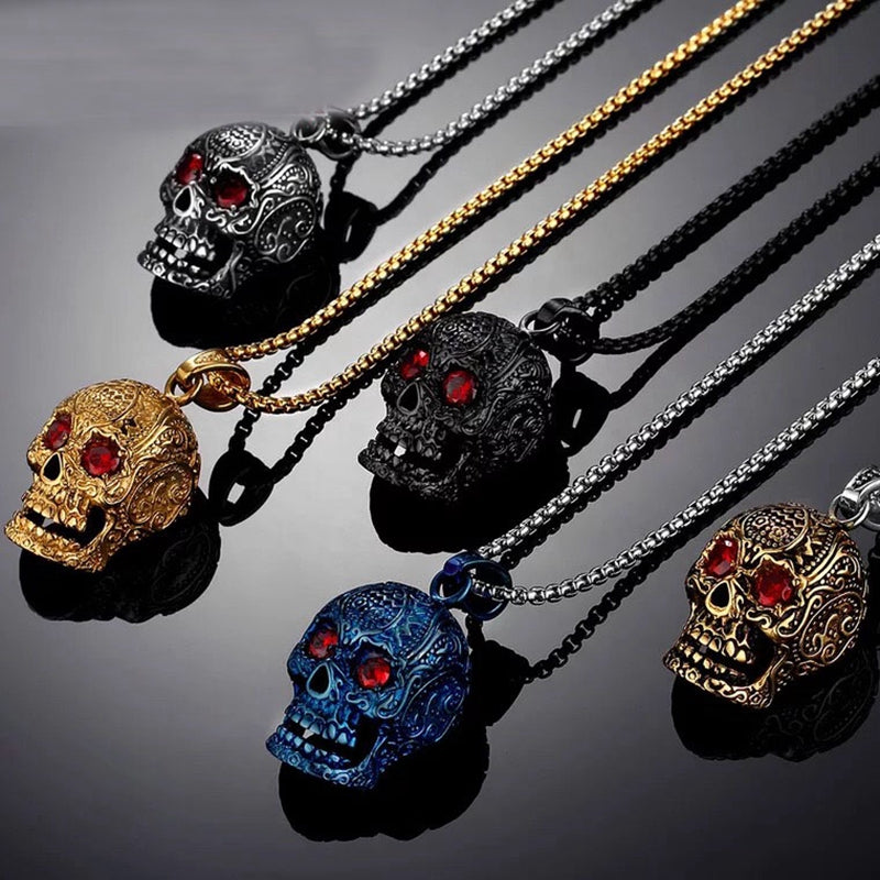 Punk Style 3D Red Eyes Skull Pendant 