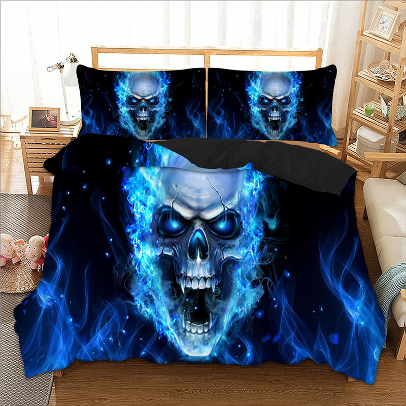 Bedding 3d Blue Skull Duvet Cover Bedding Set Quilt Cover Bed Set