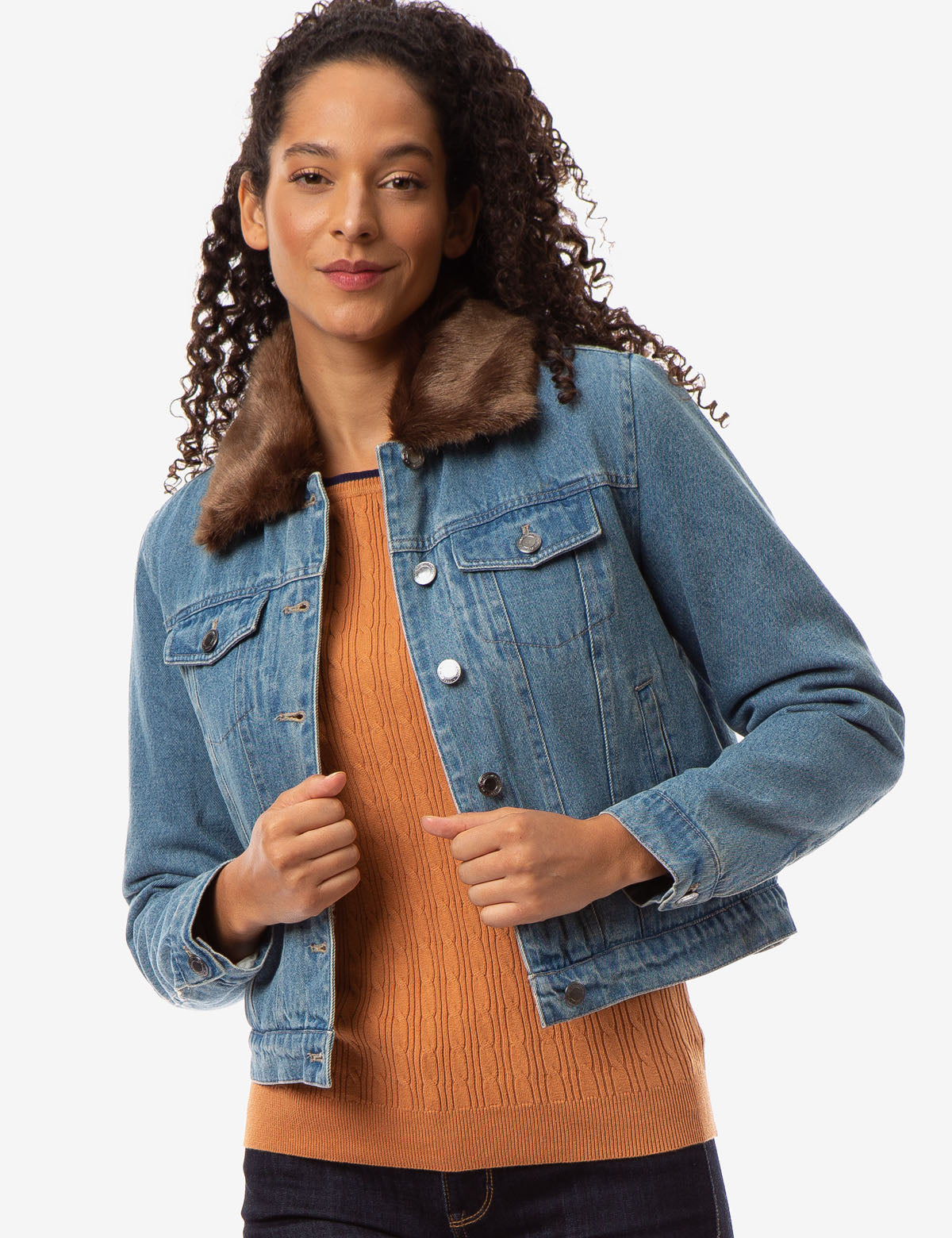 denim jacket with fleece collar