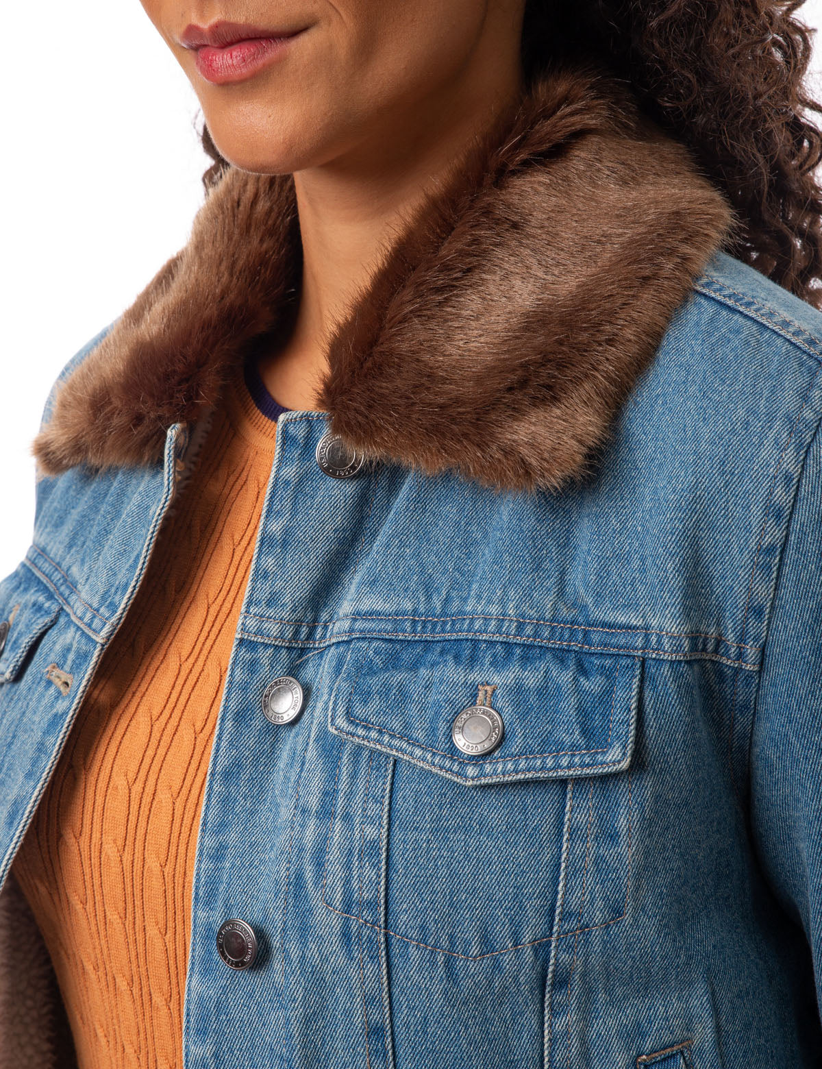 polo jean jacket with fur