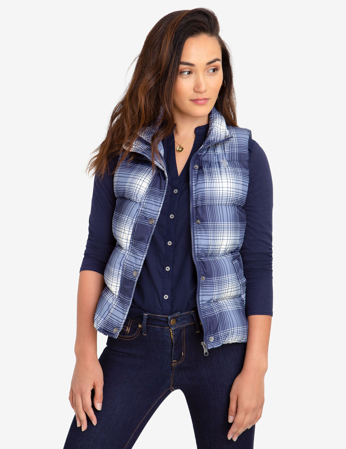 polo plaid bubble jacket