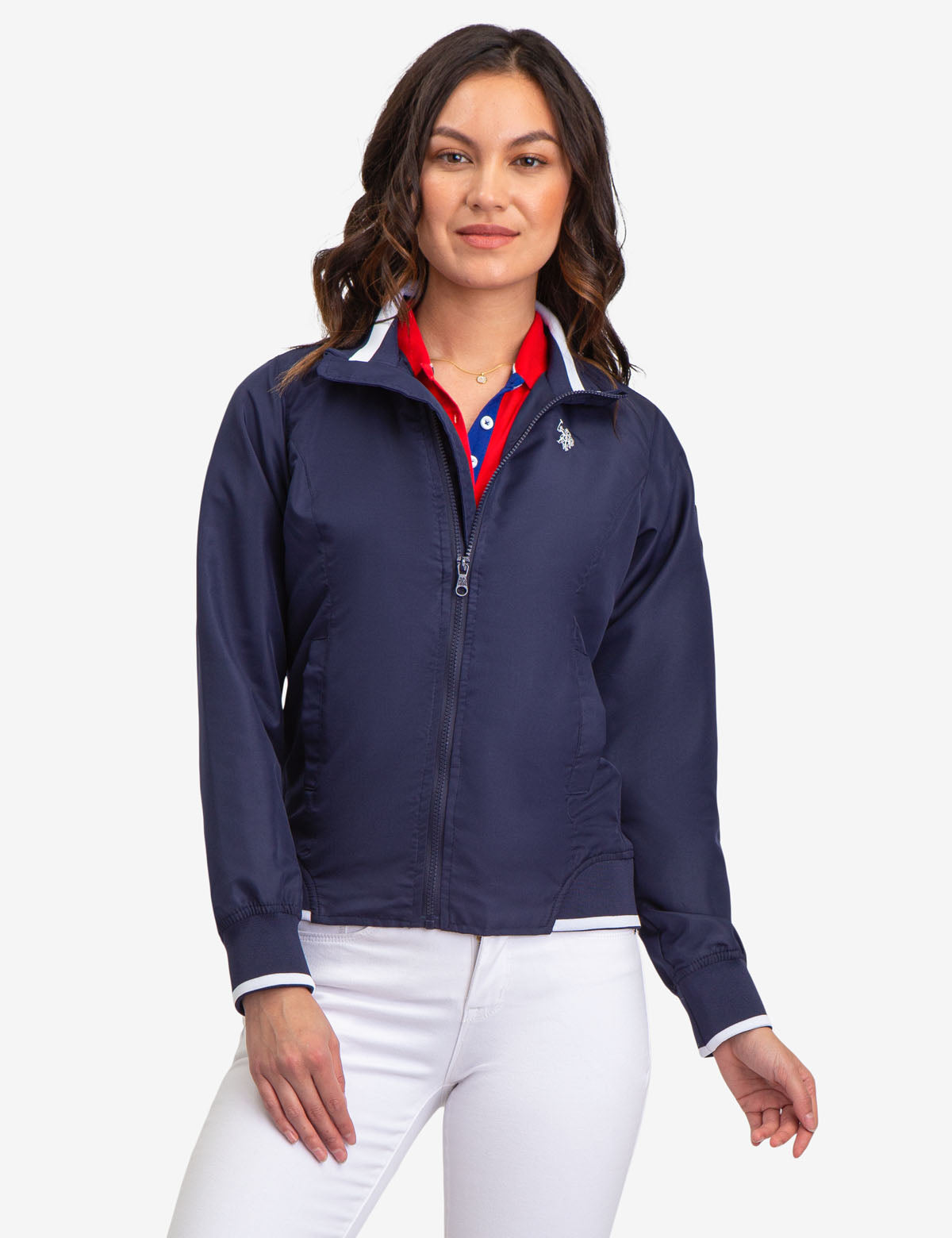 red polo jacket women's