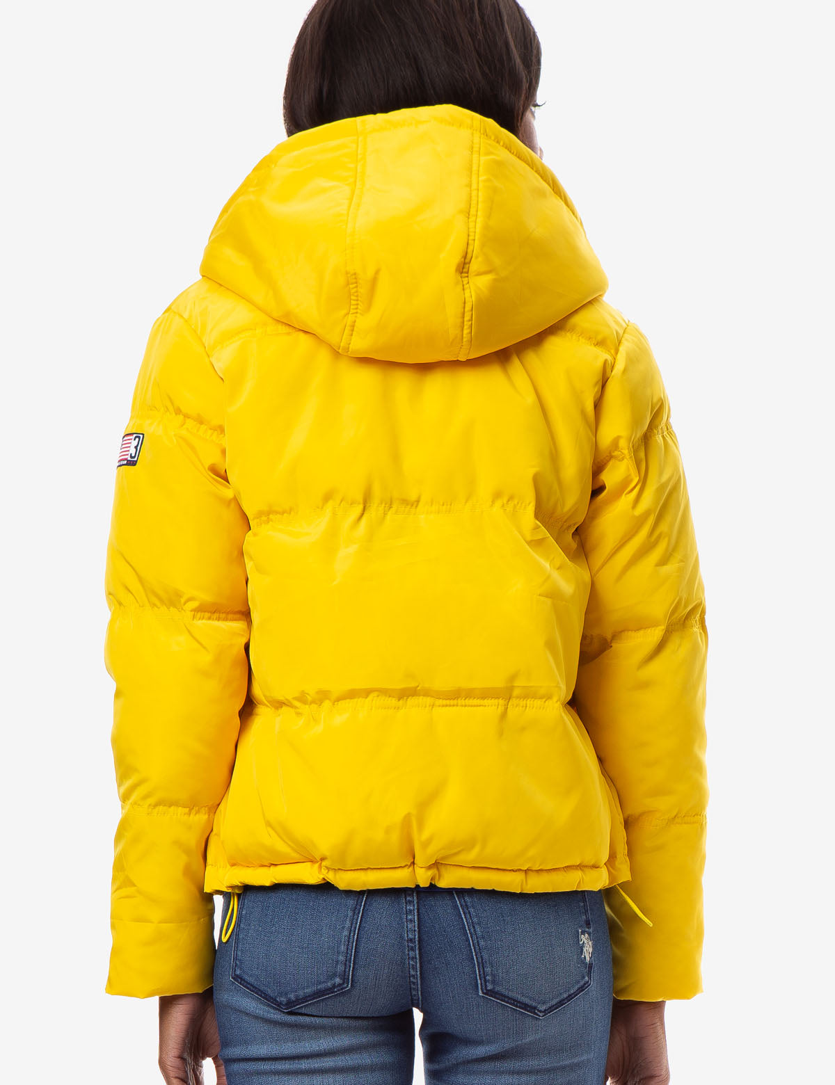 yellow polo bubble jacket