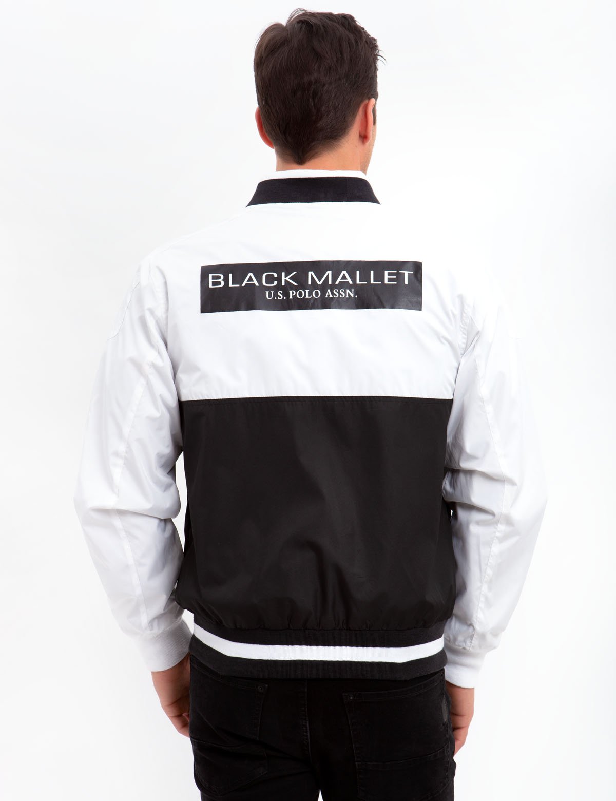 black and white polo jacket