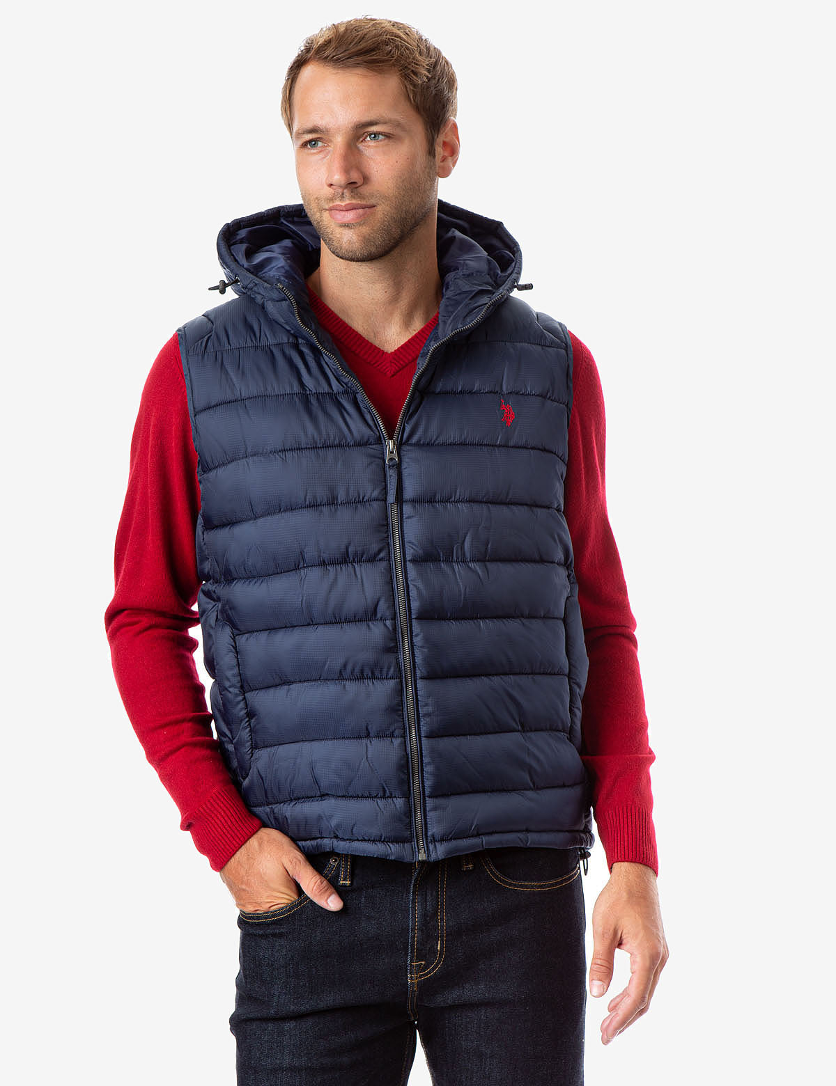 polo bubble vest with hood