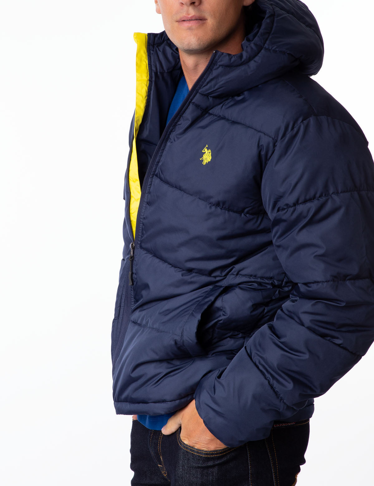 polo bubble jacket with hood