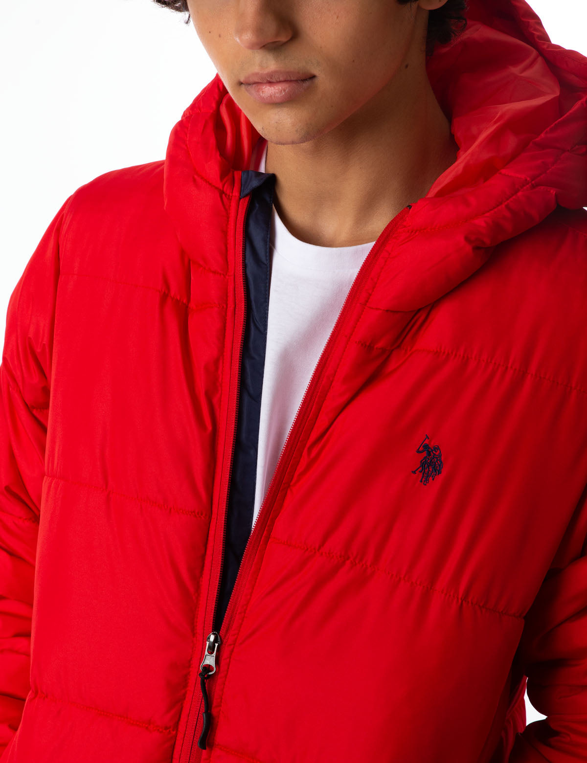 polo puffer jacket red