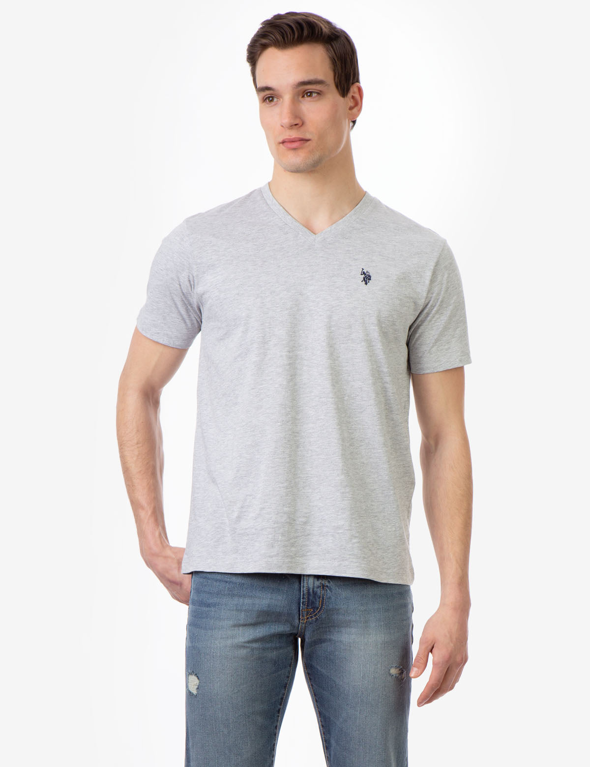 SOLID V-NECK T-SHIRT - Polo