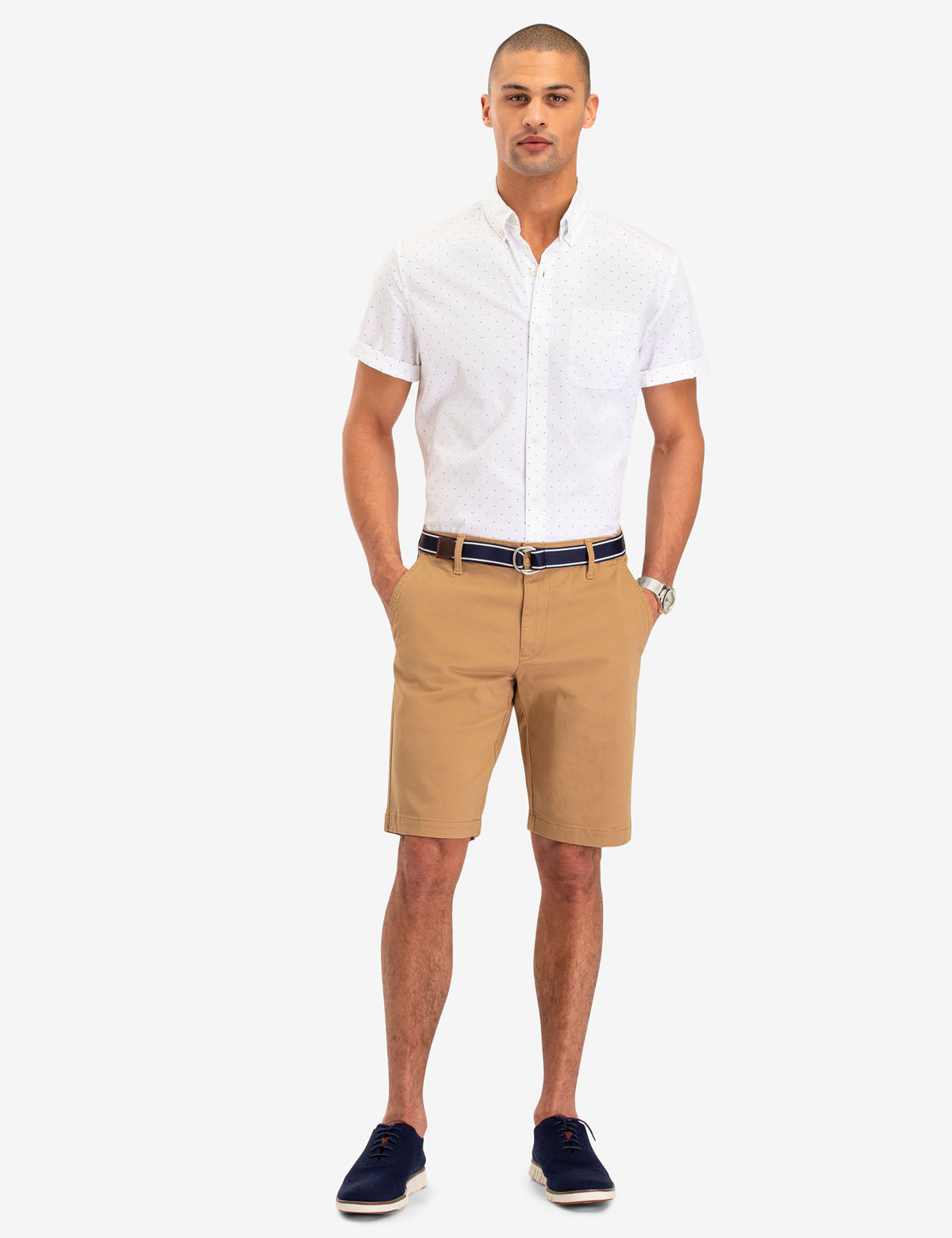 polo and khaki shorts