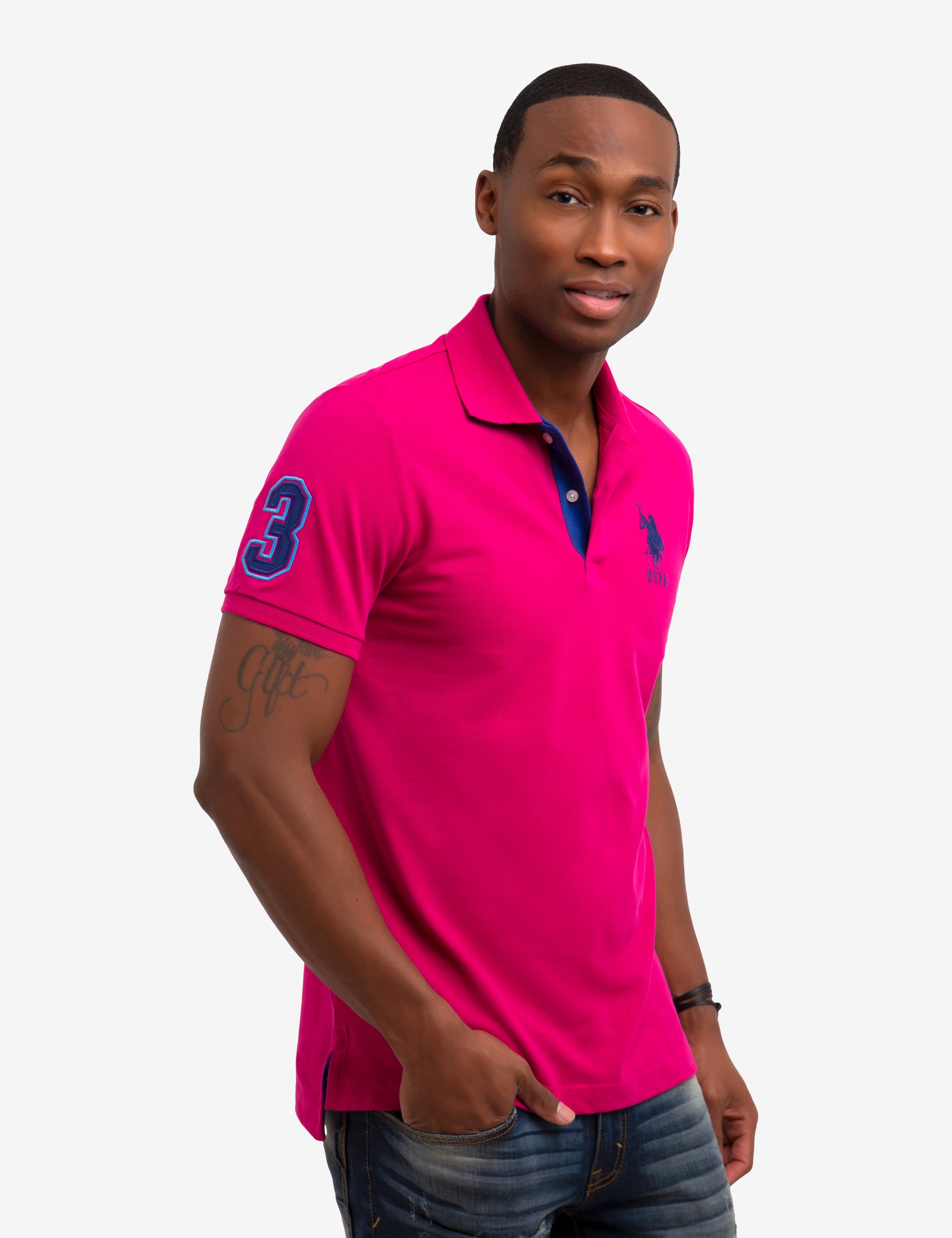 pink polo t shirt mens