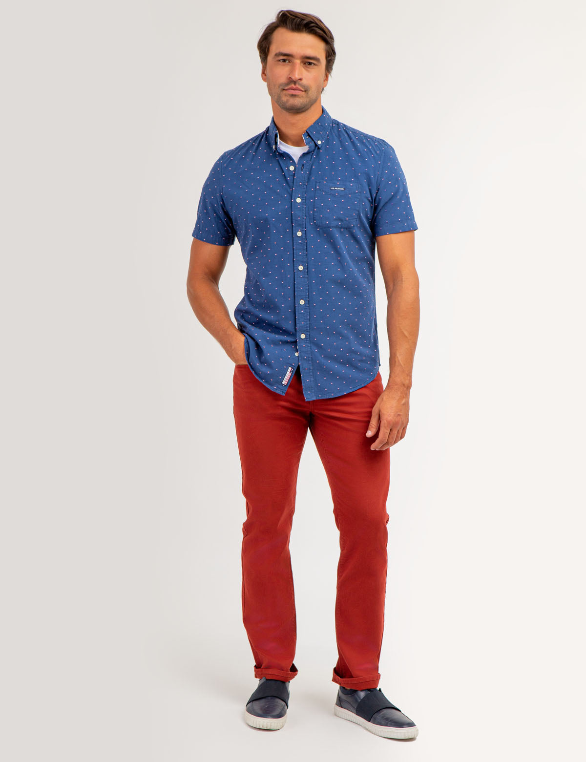 SWISS DOT POPLIN SHORT SLEEVE SHIRT– U.S. Polo Assn.