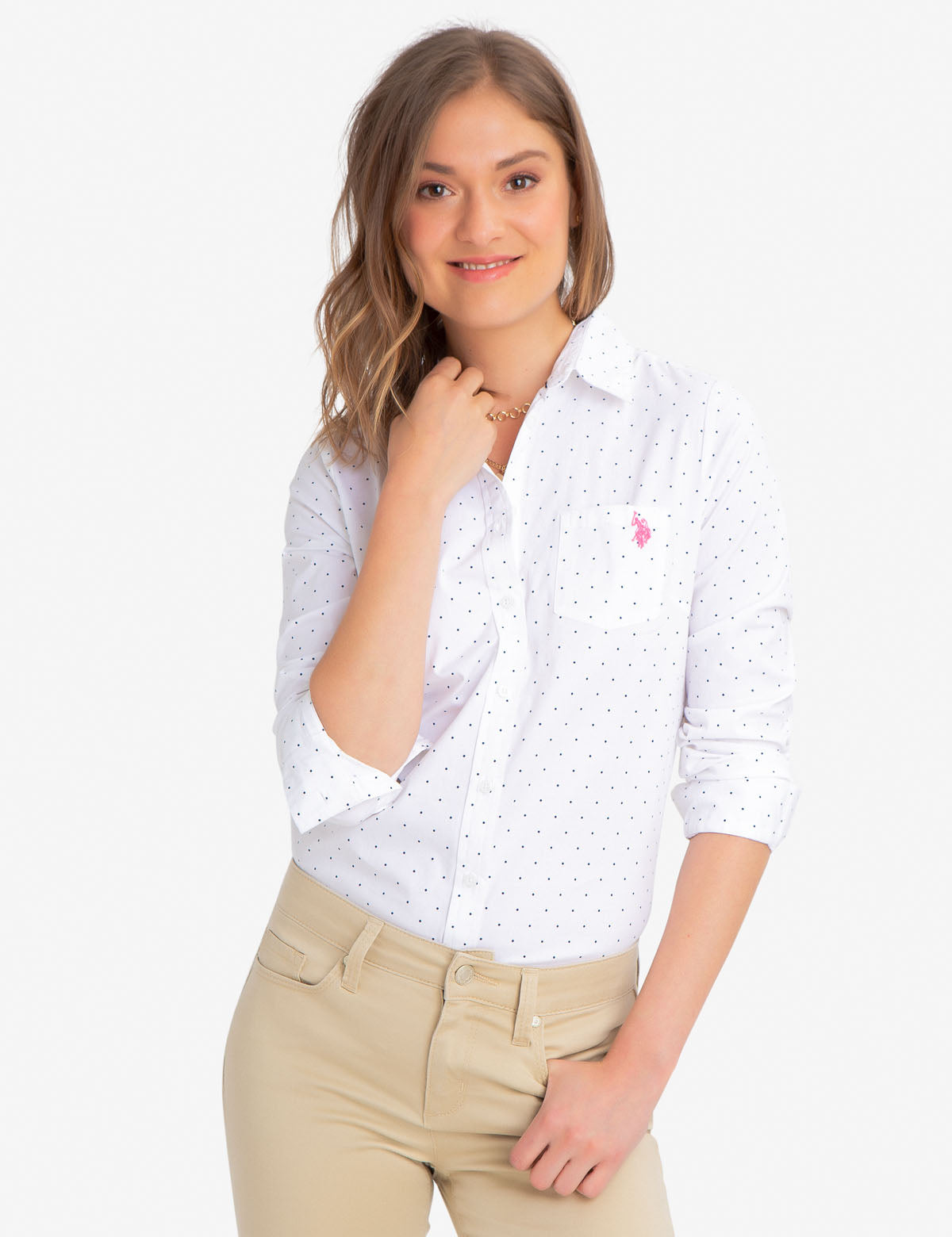 STRETCH DOT POPLIN SHIRT - U.S. Polo Assn.