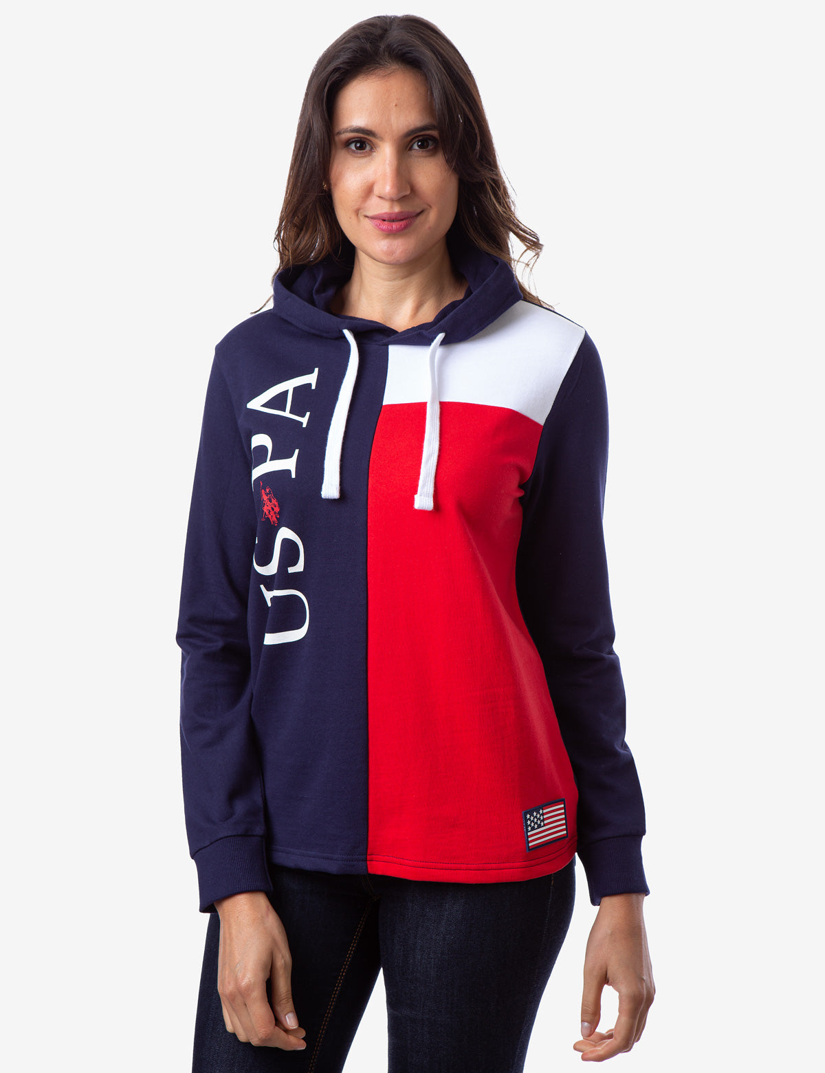 red polo hoodie women's