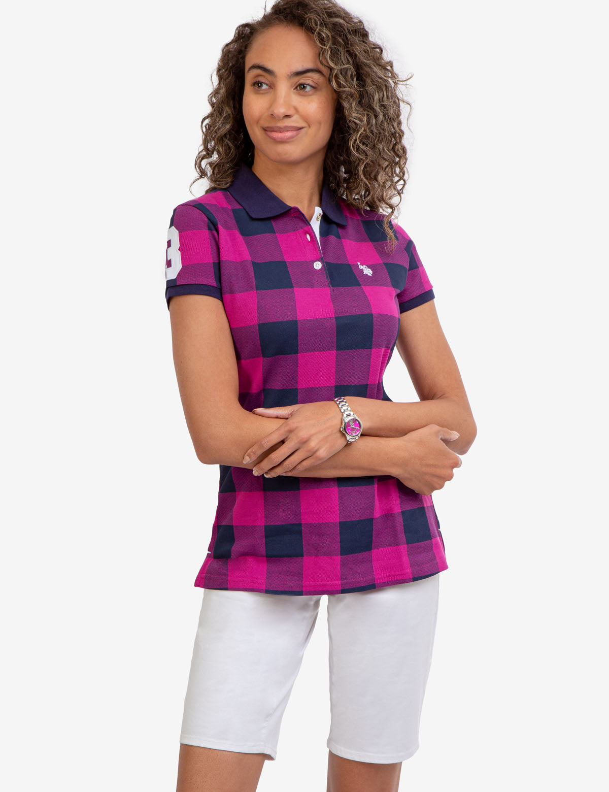 womens plaid polo shirts