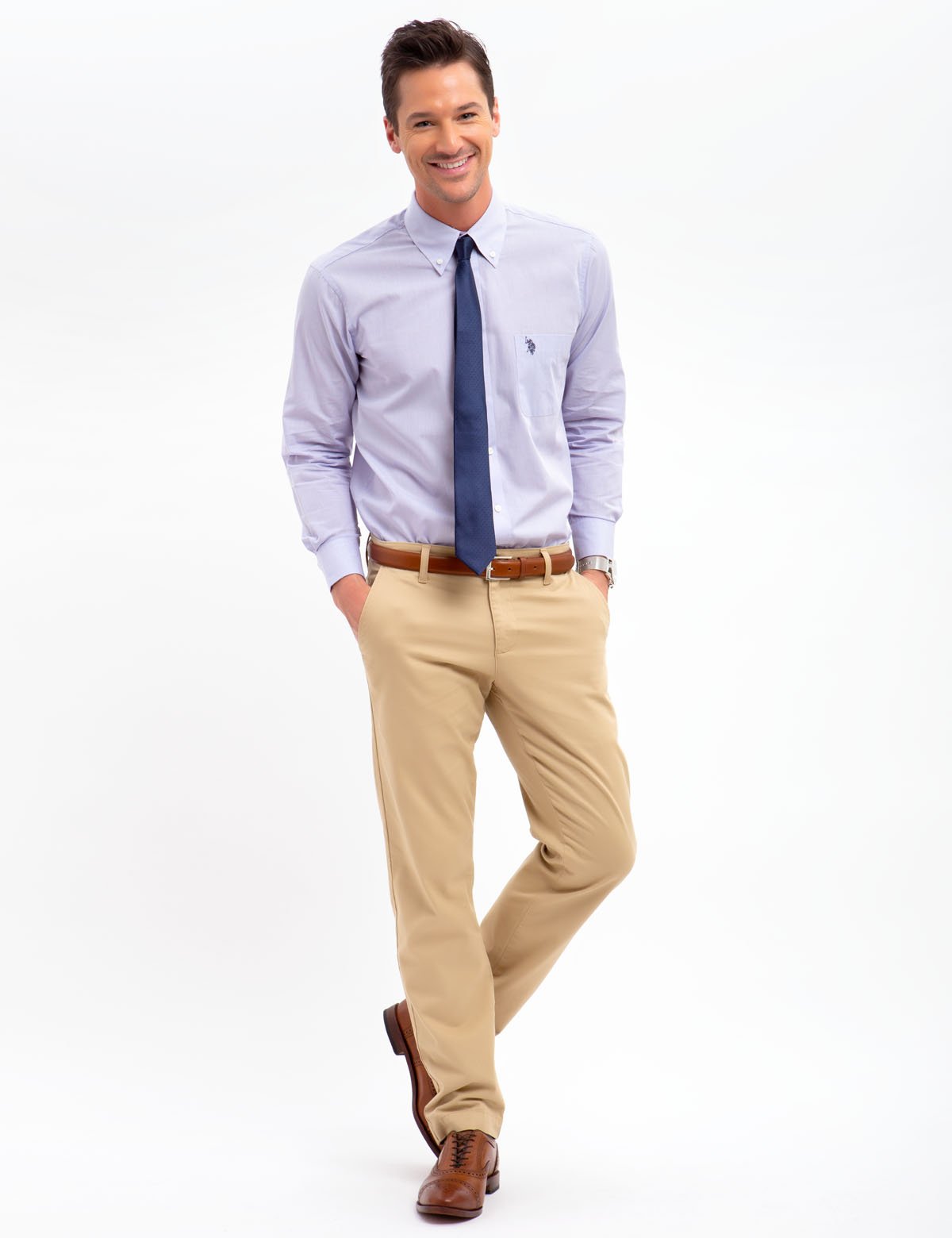 polo shirt with suit pants