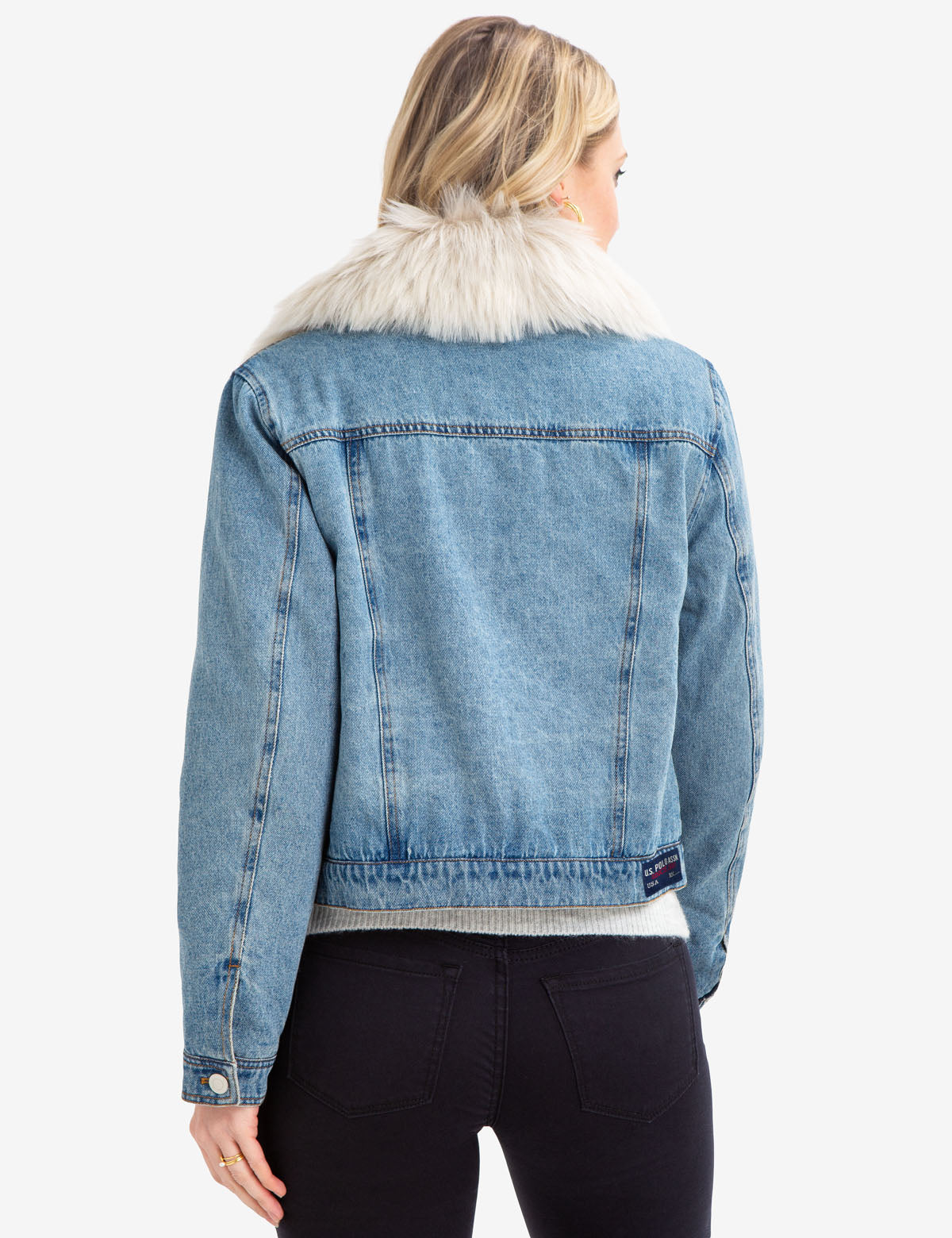 polo jean jacket with fur