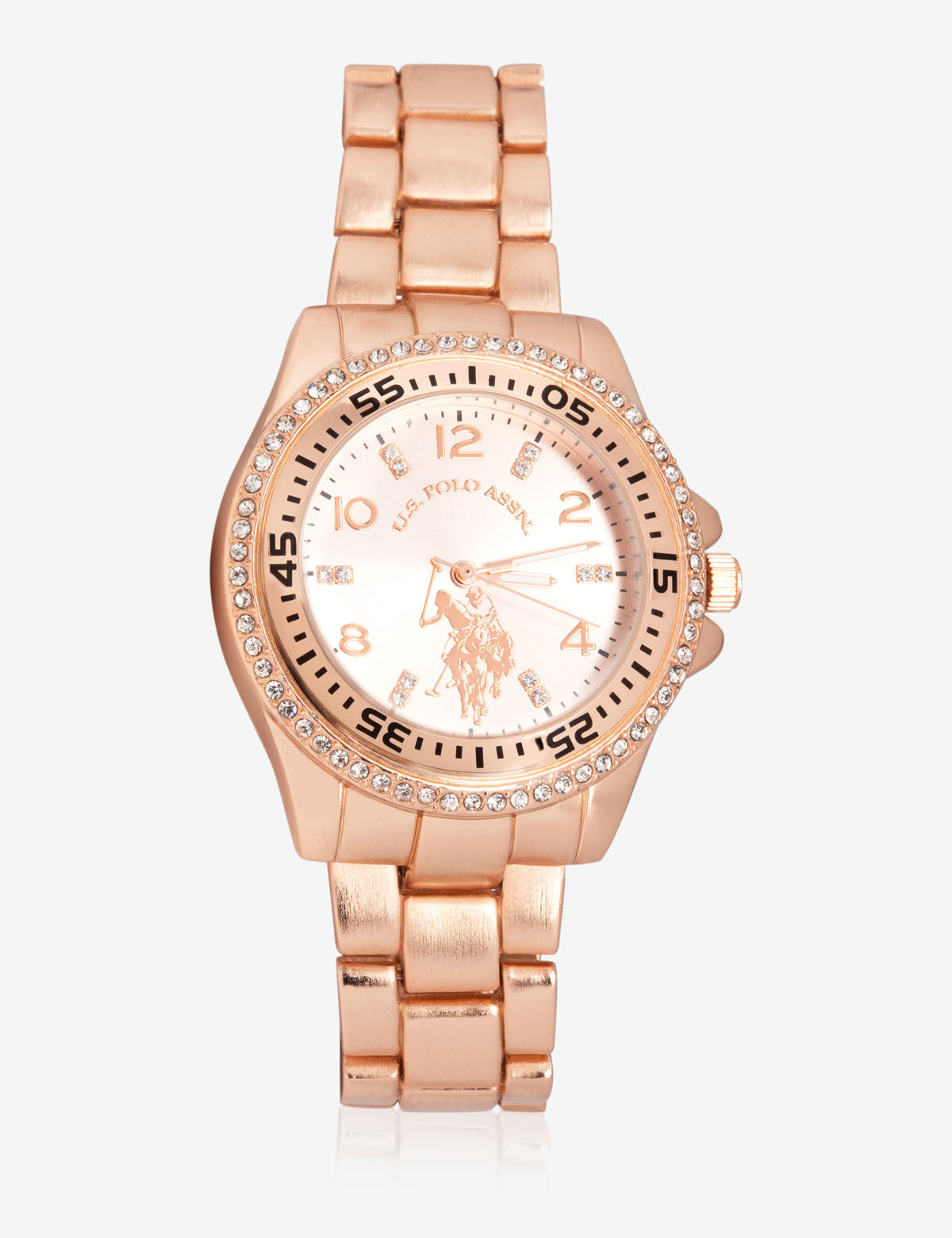 USPA WOMEN'S ROSE GOLD & RHINESTONE STUDDED WATCH– . Polo Assn.