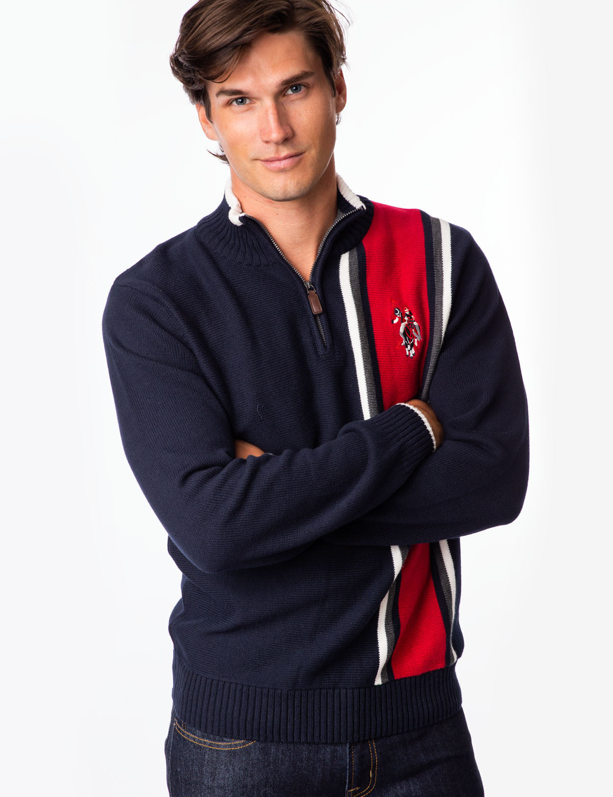 Download VERTICAL STRIPE 1/4 ZIP SWEATER - U.S. Polo Assn.