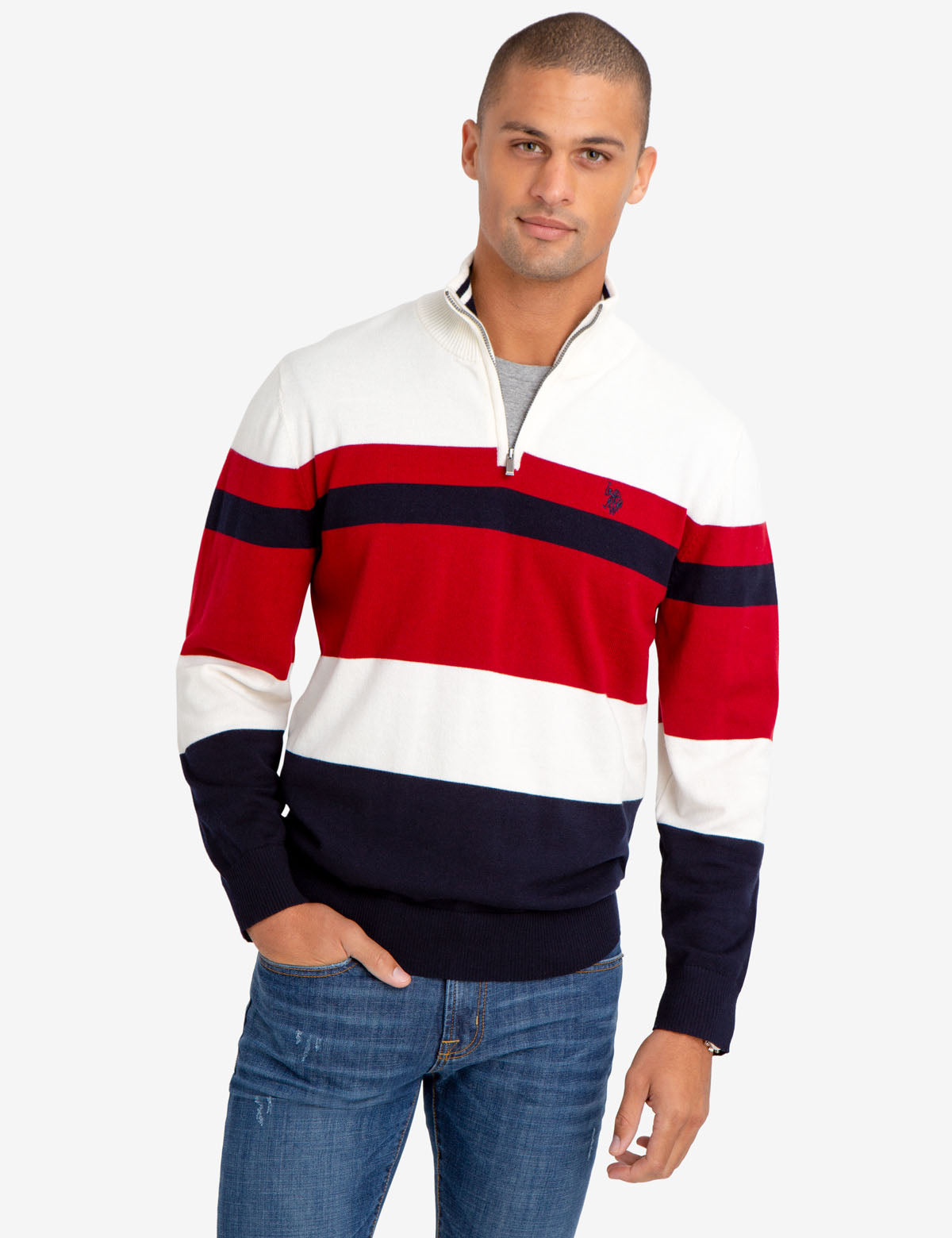 polo mens quarter zip sweater