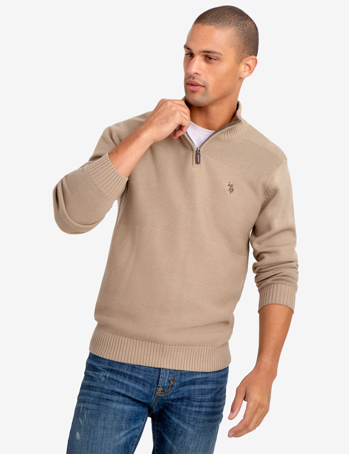 polo mens quarter zip sweater