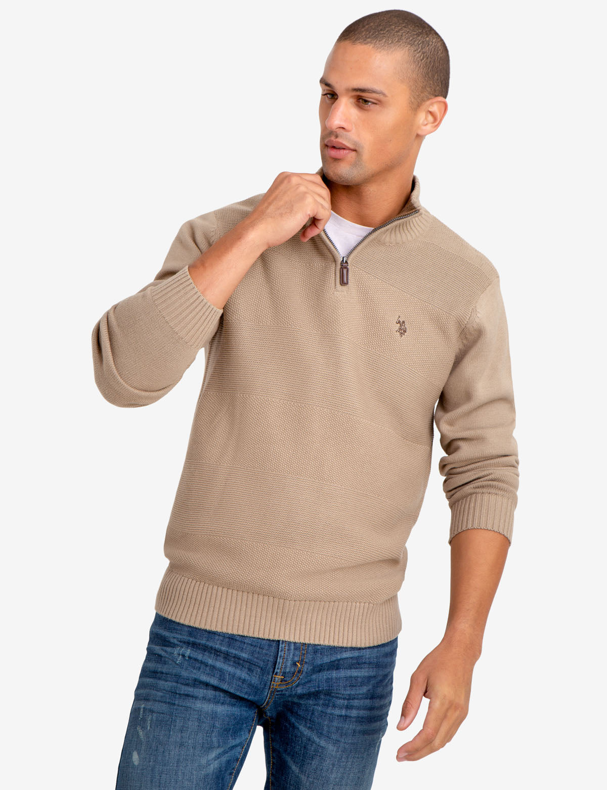 polo zip sweater