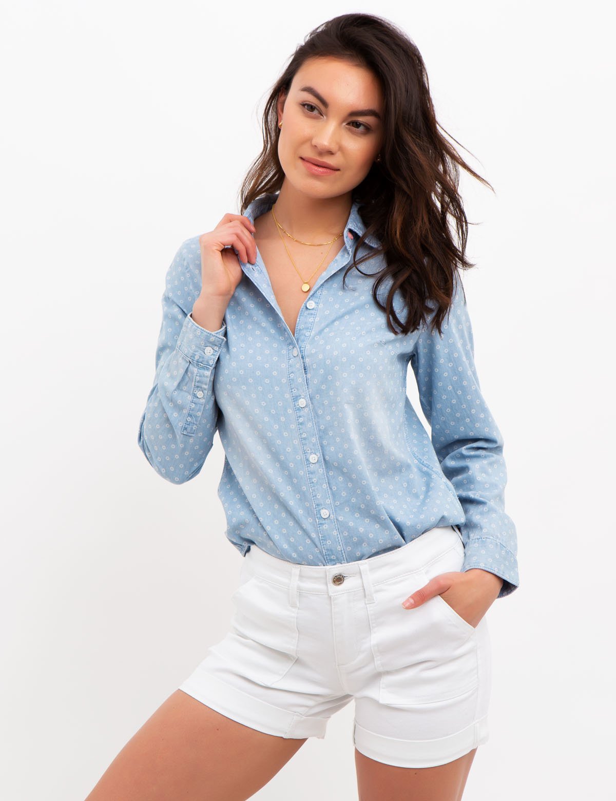 women's polo denim shirt