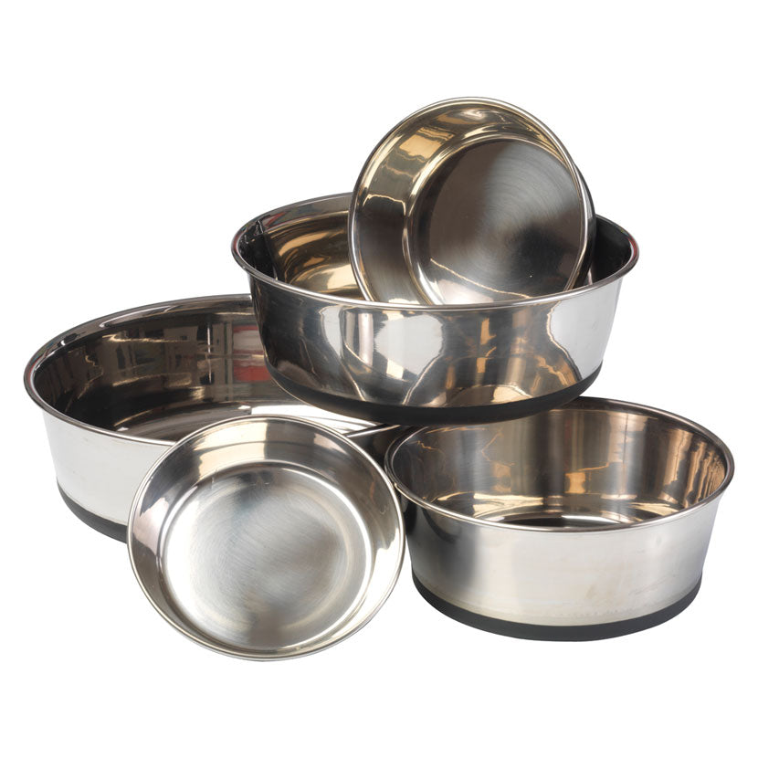 MPP Pawprint Dog Bowls Stainless Steel Pet Dishes Choose Red Black or Silver & S