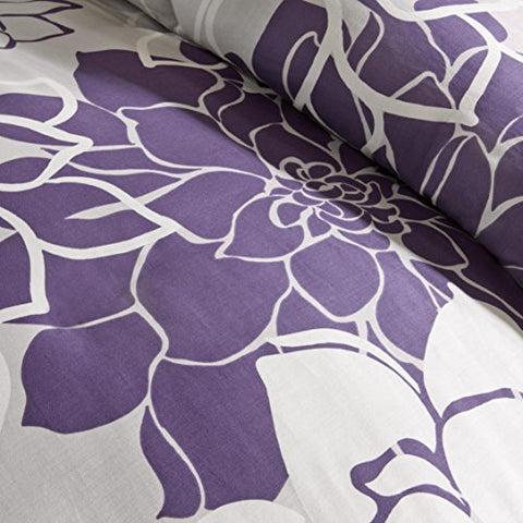 Madison Park Lola 7 Piece Print Comforter Set King Grey Purple