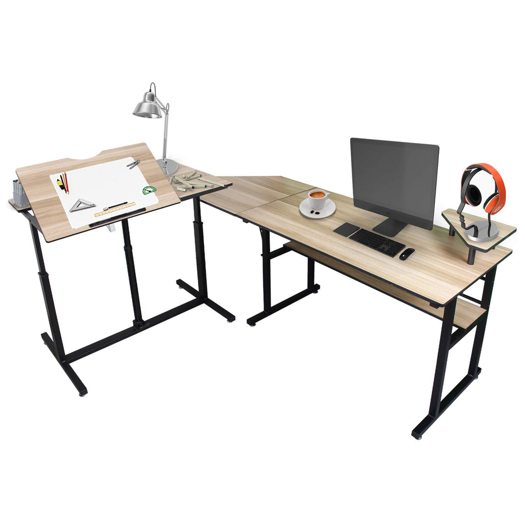 Multi Function L Shaped Desk Corner Computer Desk Pc Laptop Study